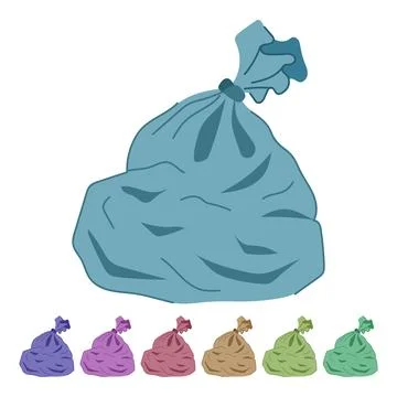 Bin trash bag vector cartoon graphic Stock Illustration