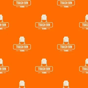 Bin trash town pattern orange 库存插图