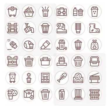 Bin Vector Icon Toolkit featuring 36 Pixel Optimized 128x128 Bold Line elemen Stock Illustration