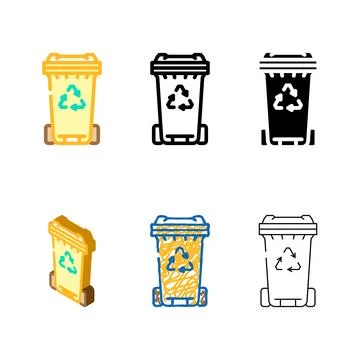 Bin waste sorting variants color icon vector Stock Illustration