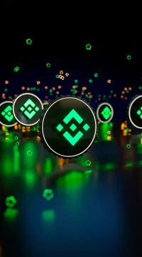 Binance blockchain platform sign. Cryptocurrency market concept. 3d render Stock Illustration
