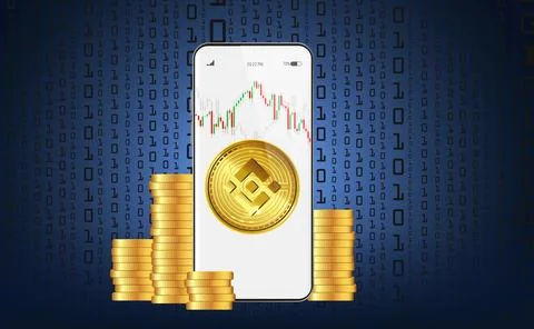 Binance, cryptocurrency. BNB on mobile devices with Cryptocurrency system. .. Foto stock