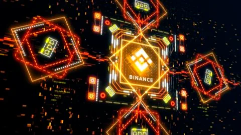 Binance cryptocurrency exchange platform symbol. Trading on blockchain tech 스톡 일러스트