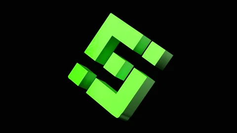 Binance cryptocurrency icon. Green 3d rendered Binance symbol floating on 360 on Video stock 194023117