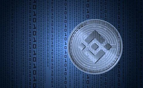 Binance, digital cryptocurrency, binary code number sign. Background binary.. 库存照片