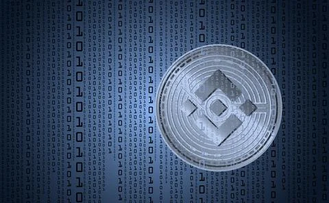 Binance digital cryptocurrency, sign binary code number. Background binary co 스톡 일러스트
