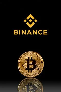 Binance logo with bitcoin on black background. Moscow, Russia - November 1, 2022 Stock Photos