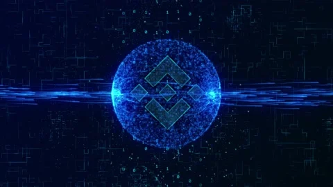 Binance symbol with binary code in the cyberspace Stock Footage 218869153