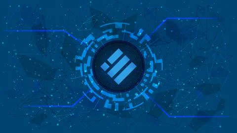 Binance USD BUSD token symbol in digital circle with futuristic cryptocurrency Stock Illustration
