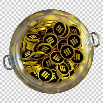 Binance USD (BUSD)3D crypto coin in glass pot Illustrazione stock