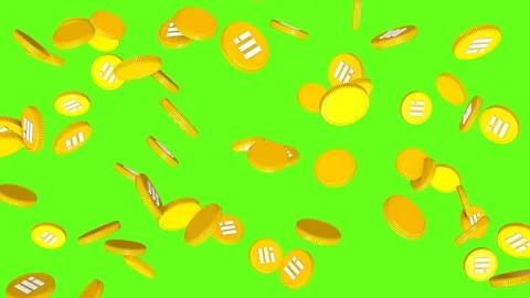 Binance USD coins falling and spinning as rain on green screen. Stock Footage 315051782