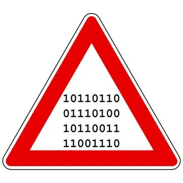 Binärcode und Achtung Schild - Binary code and attention sign Binärcode un. Stock Photos