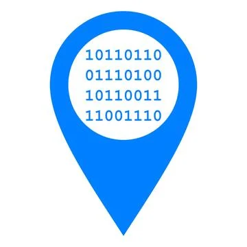 Binärcode und Kartenmarkierung - Binary code and location pin Binärcode un. Stock Photos