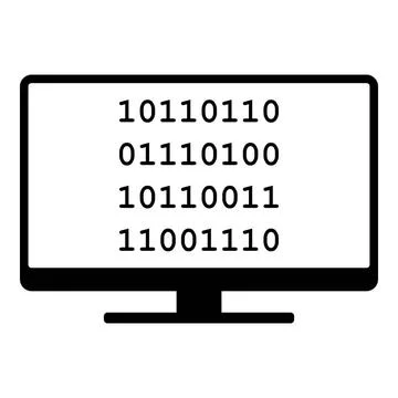 Binärcode und Monitor - Binary code and screen Binärcode und Monitor - Bin. 스톡 사진