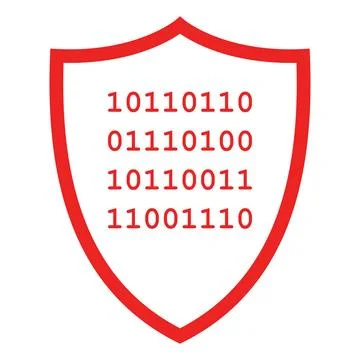 Binärcode und Schild - Binary code and shield Binärcode und Schild - Binar. Foto stock