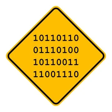 Binärcode und Schild - Binary code and road sign Binärcode und Schild - Bi. 스톡 사진