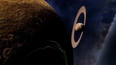 Binary Alien Planet System, Double Planet Space Flight, 4K Stock Footage 236372101