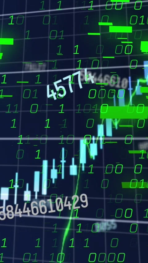 Binary and data processing on black background 動画素材 343996328