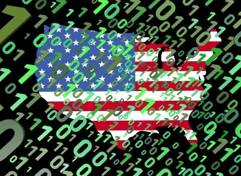 Binary and usa map flag ilustration Stock Illustration