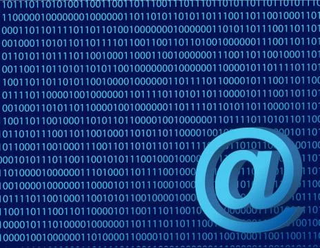 Binary att mail illustration design blue background Stockillustratie