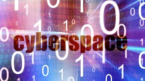 Binary background with cyberspace word coming forward Stock Footage 108770388