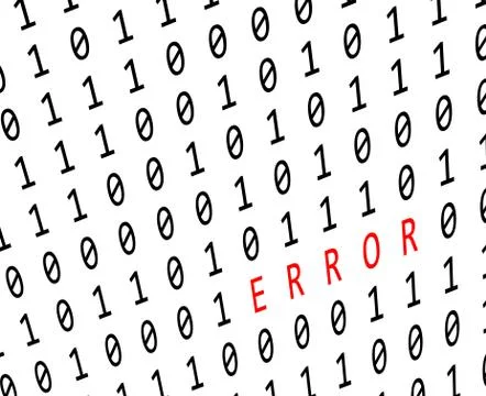 Binary background with error sign on white background Stock Illustration