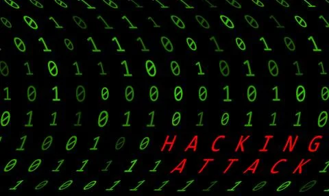Binary background with hacking attack sign on black background Stock Illustration
