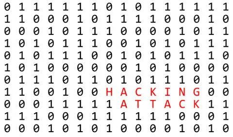 Binary background with hacking attack sign on white background イラスト素材