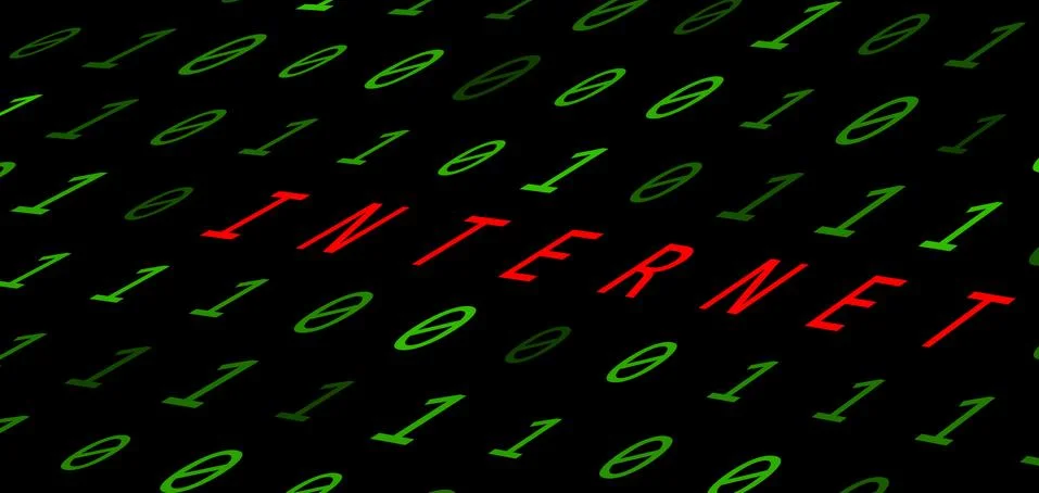 Binary background with internet sign on black background イラスト素材