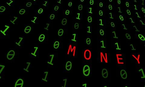 Binary background with money sign on black background Stock Illustration