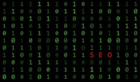 Binary background with SEO sign on black background イラスト素材