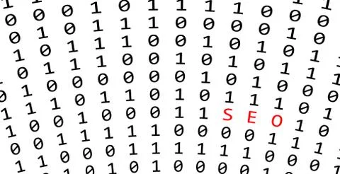 Binary background with seo sign on white background Stock Illustration
