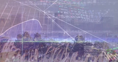 Binary band starting, data overlay animating graph, updating pct labels, showing Stock Footage 328233694