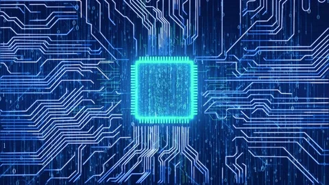 Binary big data AI chip CPU circuit board Vídeo Stock 145266972
