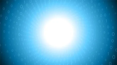 Binary big data stream visualization. Blue tunnel flow of data as numbers str 库存插图