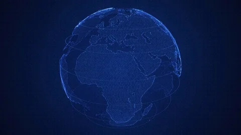 Binary blue 3D planet Earth constructed with numbers rotation. Spinning globe Stock Footage 83787078