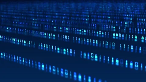 Binary characters lock icons create a futuristic encryption concept protected cr Stock Footage 341366049