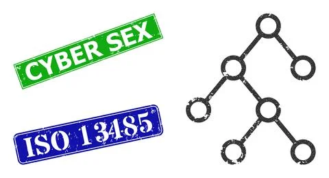 Binary Chart Links Grunge Icon and Textured Cyber Sex Badge Stock Illustration