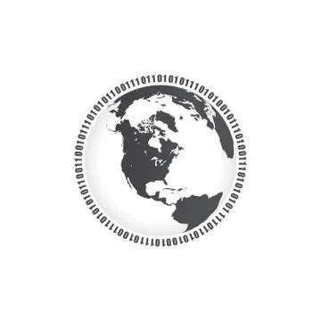 Binary Circle, one and zero digits around the globe. Vector illustration Stock Illustration
