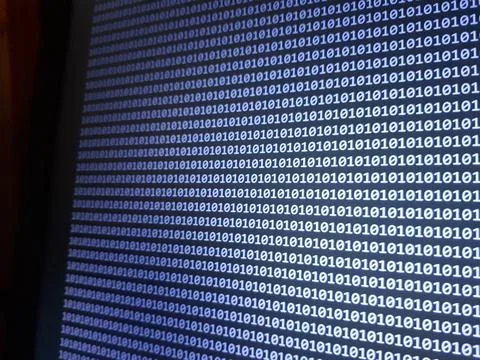 Binary circuit board future technology, blue cyber security concept backgroun Stockfoto's