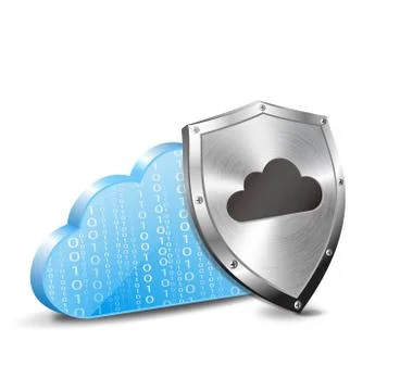 Binary cloud and metal shield Stock Illustration