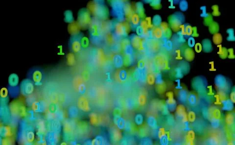 Binary cloud data color numbers 3d illustration Stock Illustration