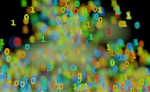 Binary cloud data color numbers 3d illustration Stock Illustration