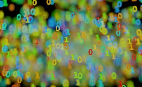 Binary cloud data color numbers 3d illustration Stock Illustration