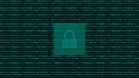 Binary code 01 cyber and cloud security lock and hack Stock Footage 296359091