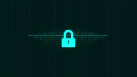 Binary code 01 technology hack cyber security system lock Stock Footage 296359092