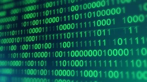 BINARY CODE 3D BG WITH CAMERA MOVEMENT. ABSTRACT BINARY 0 AND 1 CODE FALLIN.. Stock Illustration