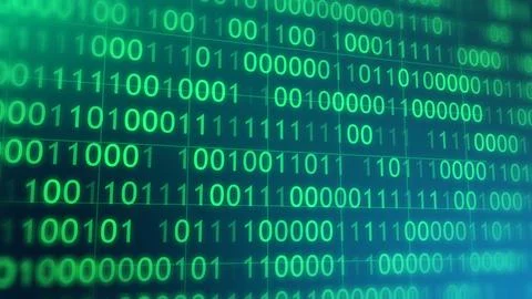 BINARY CODE 3D BG WITH CAMERA MOVEMENT. ABSTRACT BINARY 0 AND 1 CODE FALLIN.. Stock Illustration