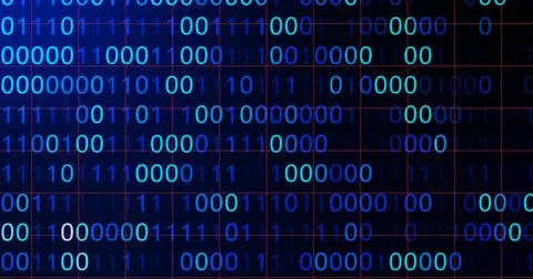 BINARY CODE 3D BG WITH CAMERA MOVEMENT. ABSTRACT BINARY 0 AND 1 CODE FALLIN.. Illustrazione stock