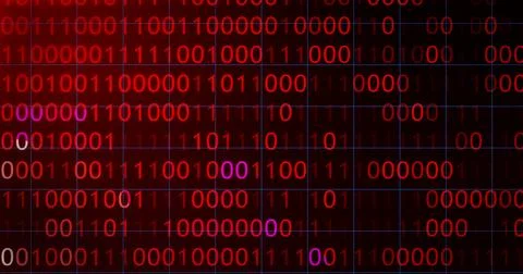 BINARY CODE 3D BG WITH CAMERA MOVEMENT. ABSTRACT BINARY 0 AND 1 CODE FALLIN.. Stock Illustration